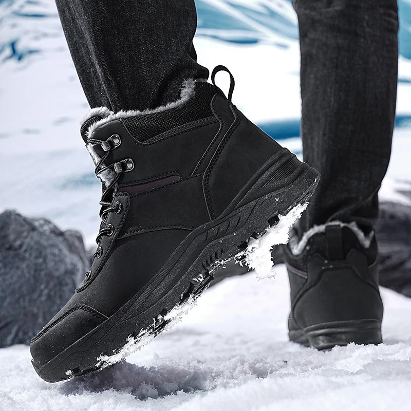 Stivali Da Neve Da Uomo Foderati In Pile Con Suola Spessa Per Trekking Outdoor Inverno Autunno Scarponi Da Caccia