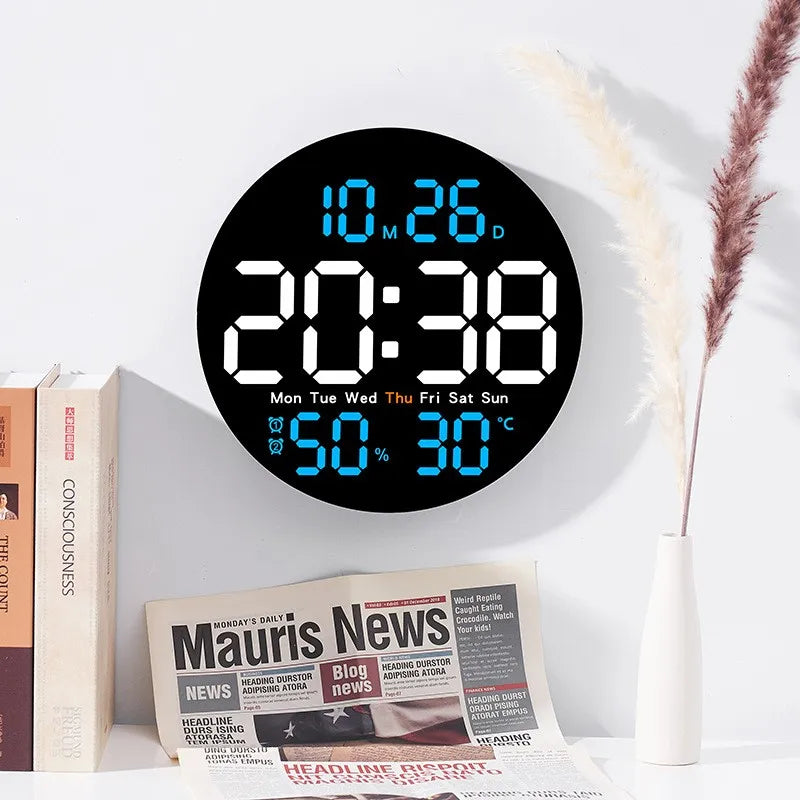 Orologio Da Parete Digitale DieciPollici Con Telecomando Temperatura Umidità Data Conto Alla Rovescia Sveglie Led Dimmer