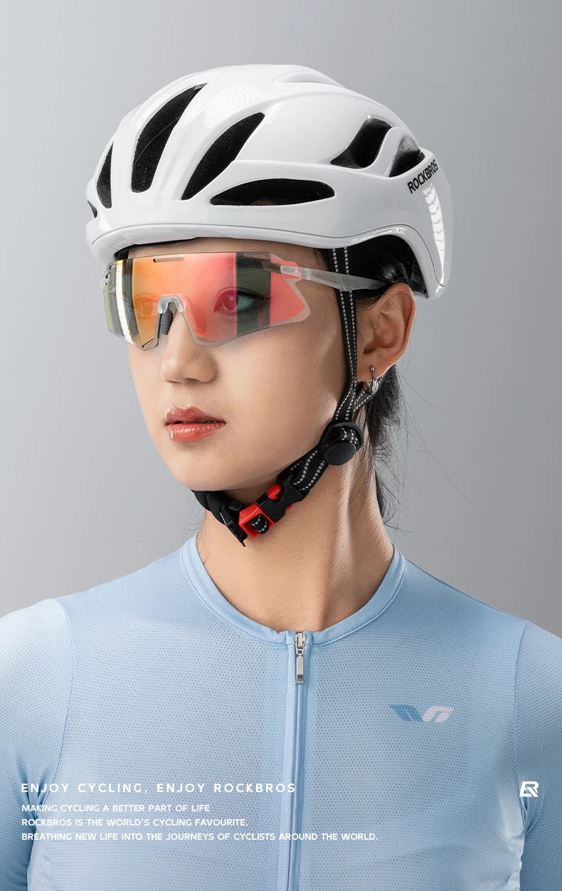 ROCKBROS Occhiali Da Ciclismo Leggeri Senza Cornice Lenti Fotocromatiche Ad Alta Definizione Per Strada Sportivi