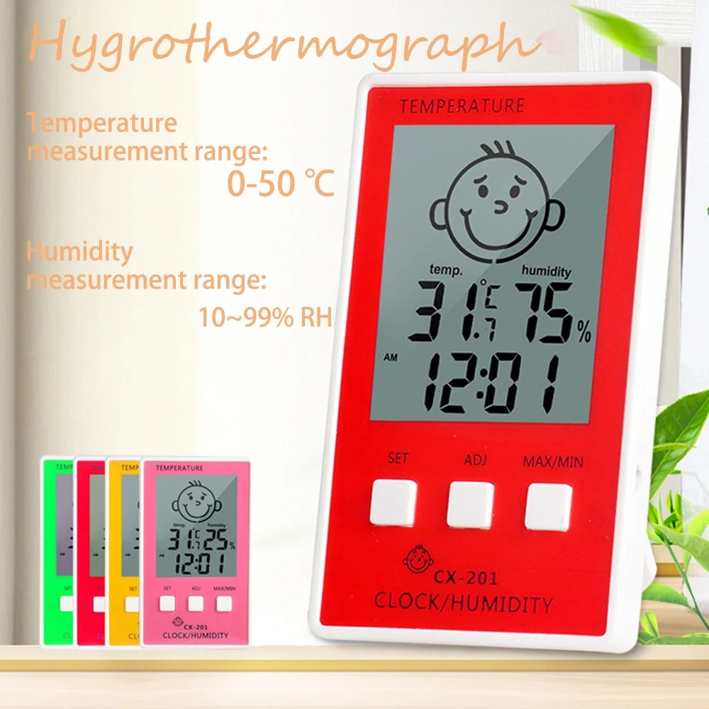 CX 201 Termometro Digitale 3 In 1 Igrometro Orologio Elettronico Interno Monitor Umidità