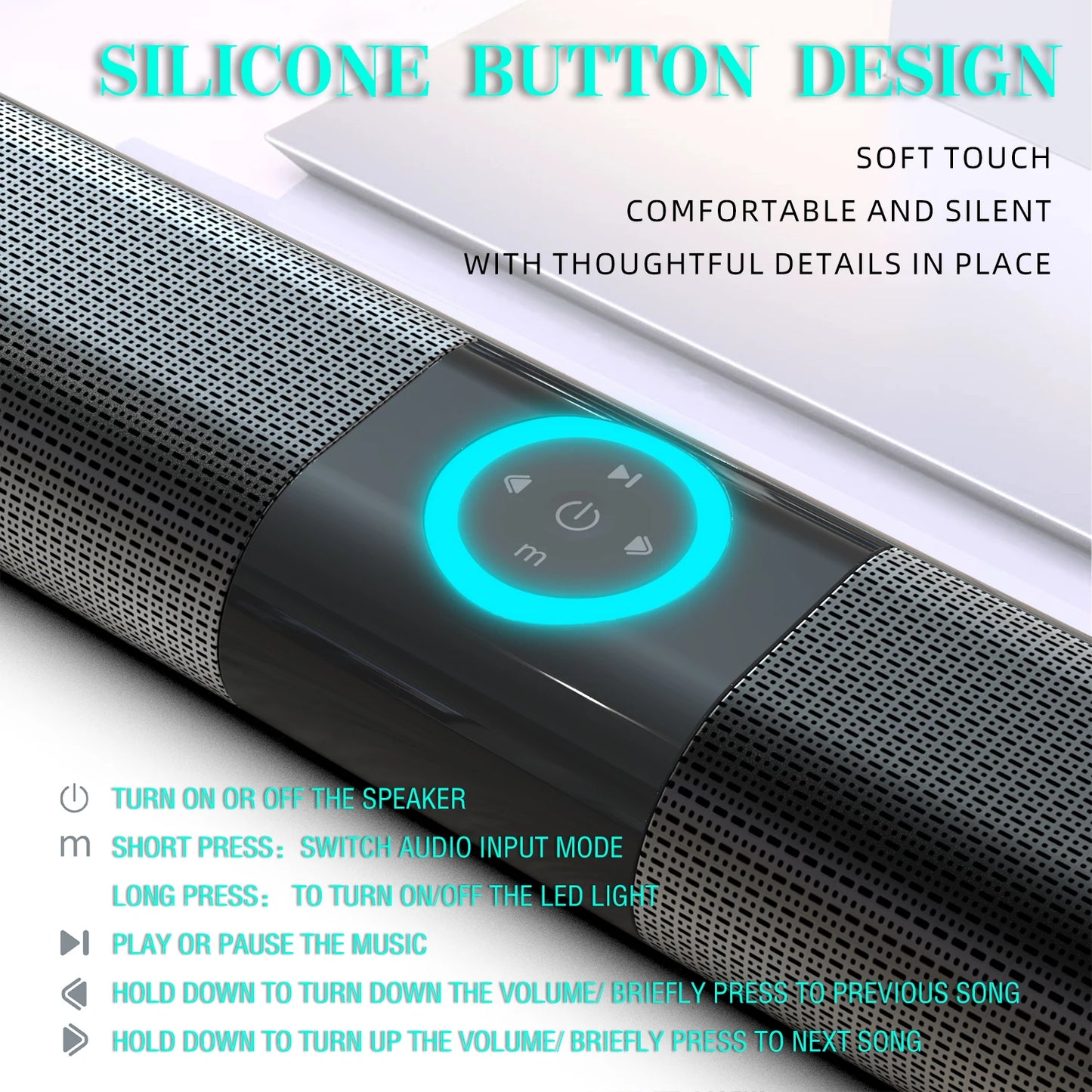 Homefish BS20 Altoparlante Bluetooth Luce Ambientale RGB 4 Altoparlanti 6 Effetti Sonori EQ Supporta TF USB AUX RCA FM