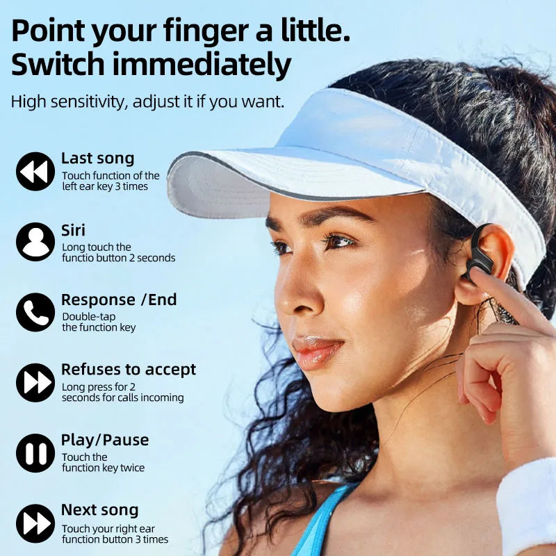 Otemkay SP16 Auricolari Wireless Sportivi Con Ganci Per Orecchie, Audio Dinamico, Microfono Integrato, Ideali Per Corsa