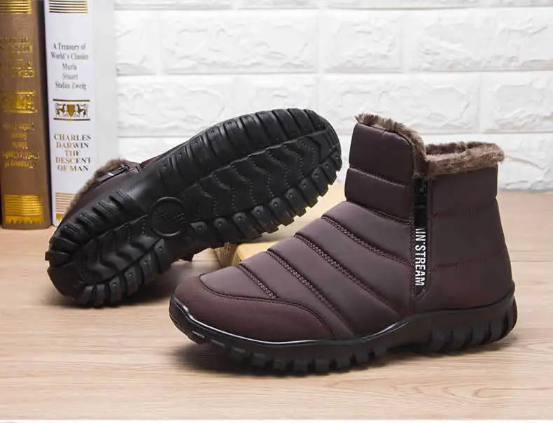 Scarpe Invernali Da Uomo Sneakers Stivali Da Neve Con Cerniera In Cotone Caldo Impermeabili Spedizione Gratuita
