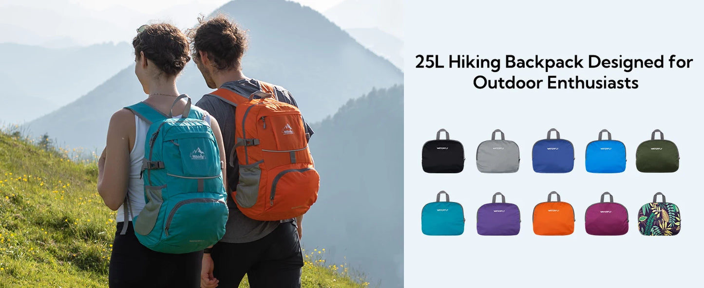 Waterfly Zaino da Trekking Pieghevole Impermeabile Ultraleggero 25 Litri Unisex per Donna e Uomo