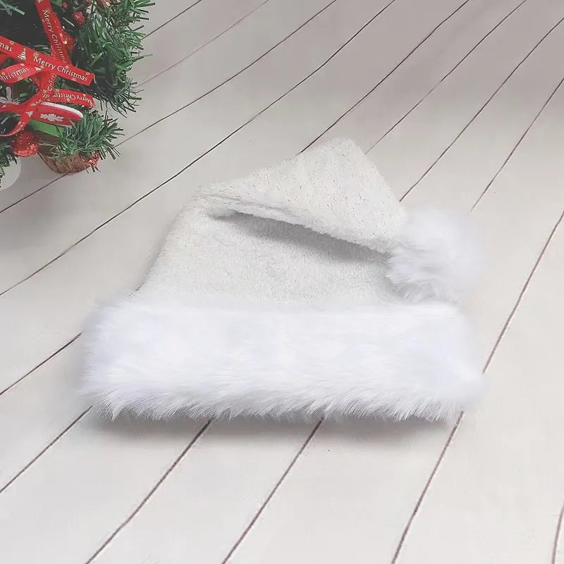 Cappello Natalizio In Peluche Bianco 30x45 Cm Unisex Comfort Da Babbo Natale Seta Brillante 2025