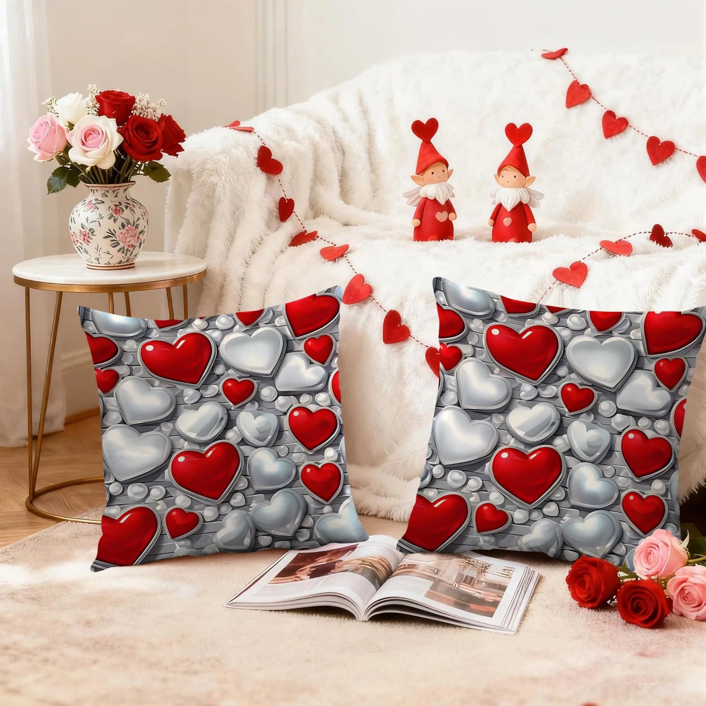 Due Fodere Per Cuscino San Valentino Con Busta D Amore Per Decorazione Divano E Anniversario Di Matrimonio