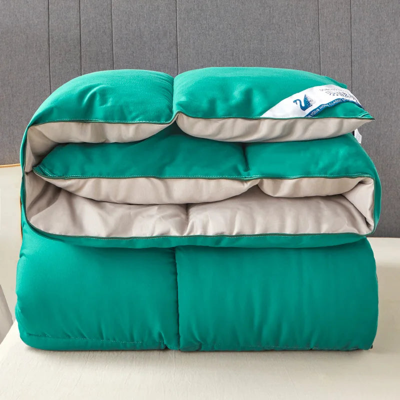 Piumini Trapunte Per Quattro Stagioni Verde Scuro Grigio 150x200 Cm Leggera Imbottitura Coperta