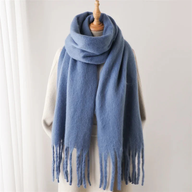 Sciarpa Invernale Per Donna Cashmere Caldo Pashmina Morbida Grande Scialle Con Nappa Poncho Lungo Echarpe