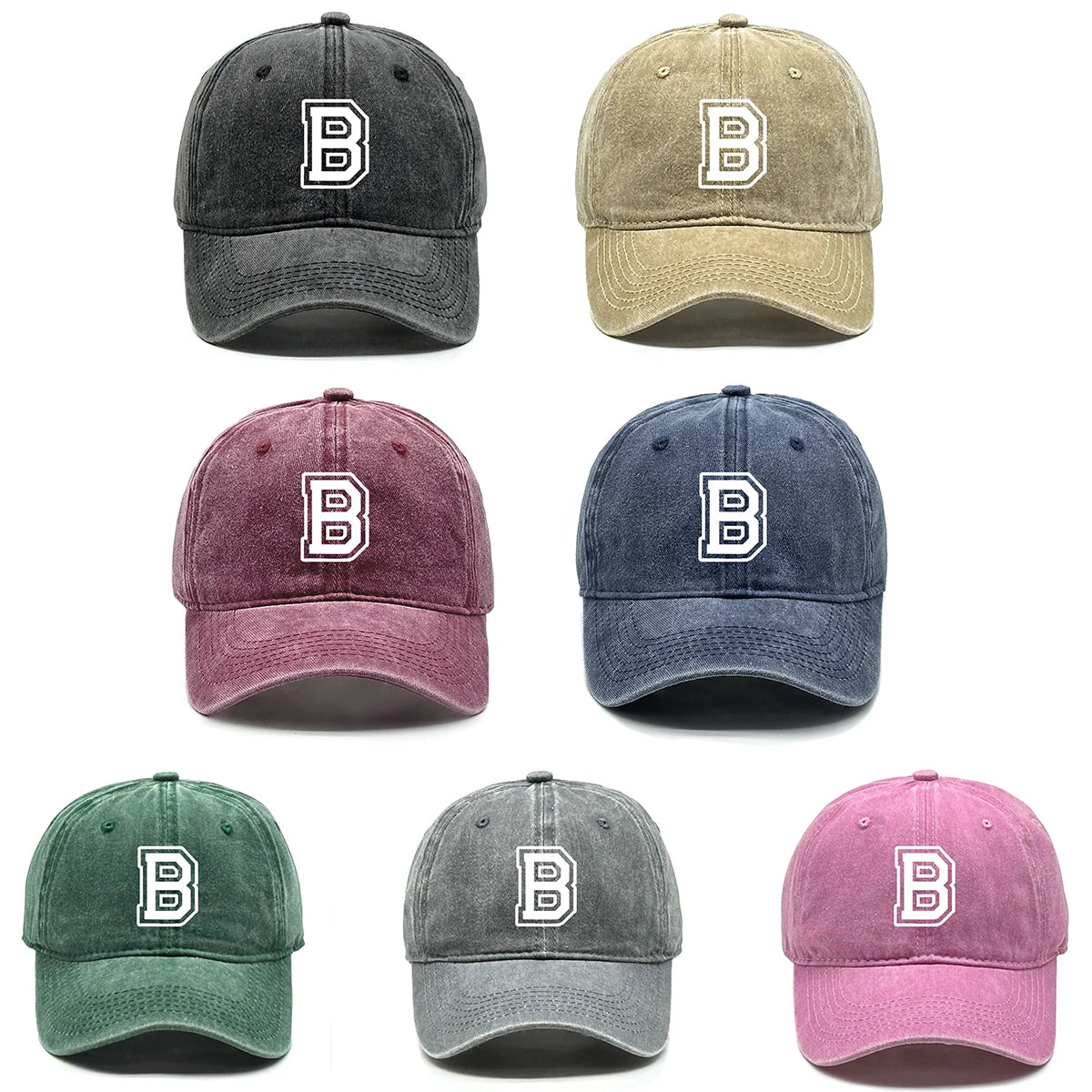 Berretto Da Baseball Unisex Con Stampa Lettera Iniziale AZ Cotone Lavato Retrò Con Visiera Sportiva