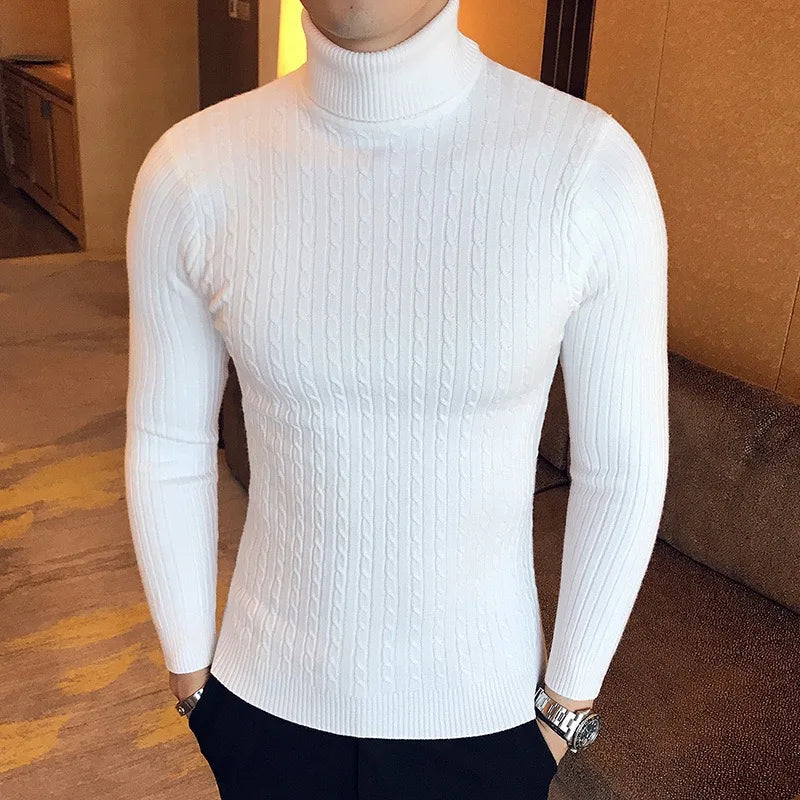 Maglione Invernale Spesso Caldo Collo Alto Dolcevita Uomo Slim Fit Maglieria Da Uomo Doppio Colletto Maschile