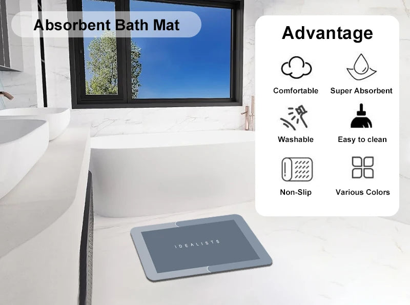 Tappetino Diatomite Super Assorbente Per Bagno Antiscivolo Asciugatura Rapida Lavabile 1Pezzo Zerbino Decorazione Casa