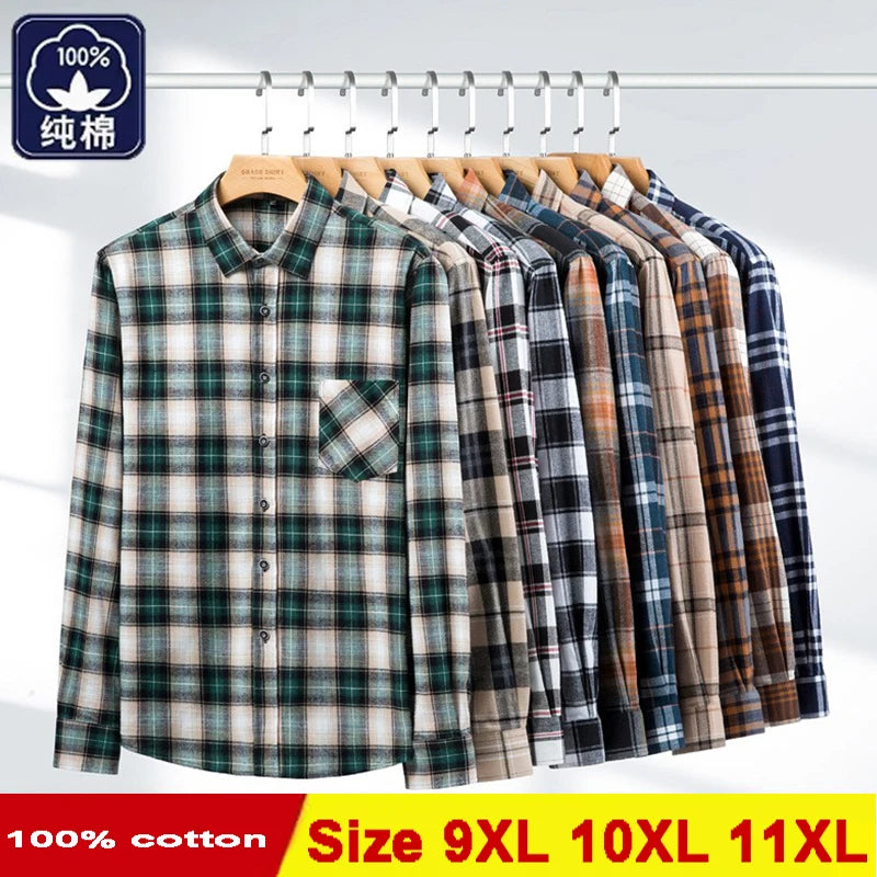Camicie Da Uomo In Flanella Scozzese A Quadri Manica Lunga In Cotone Taglie Dalla S Alla XL Vestibilita Standard E Casual