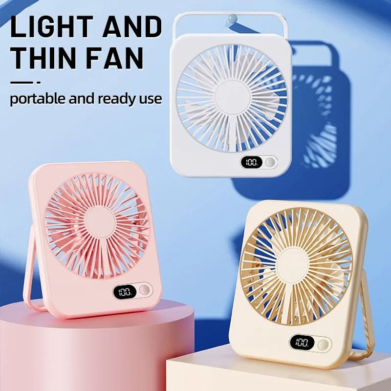 Ventilatore Da Tavolo Portatile Silenzioso Con Display Regolabile Ricaricabile A Cinque Velocità Pieghevole Da Scrivania