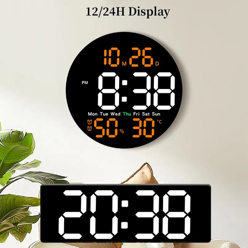 Orologio Da Parete Digitale DieciPollici Con Telecomando Temperatura Umidità Data Conto Alla Rovescia Sveglie Led Dimmer
