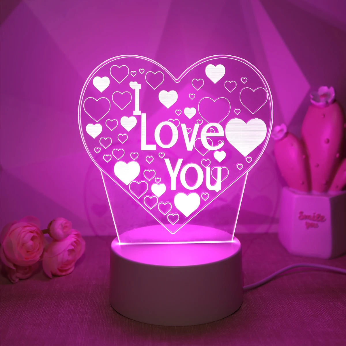 Confessione Romantica Ti Amo Luce Notturna 3D Per Amanti Regalo Per Decorazione Della Camera Da Letto