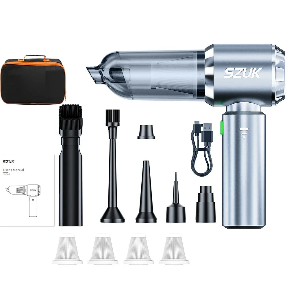 SZUK Aspirapolvere Senza Fili per Auto e Casa Potente 18000 Pa Mini Portatile Contenitore da 0,5 L