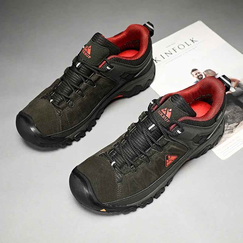 HikeUp Scarpe Da Trekking Per Uomini In Pelle Durevoli Alta Qualita Scarpe Da Arrampicata All Aperto Con Suola In Gomma