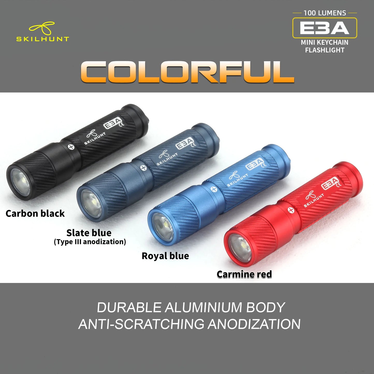 Skilhunt E3A Torcia LED Portachiavi EDC 100 Lumen AAA Mini Pocket Ricaricabile Compatibile