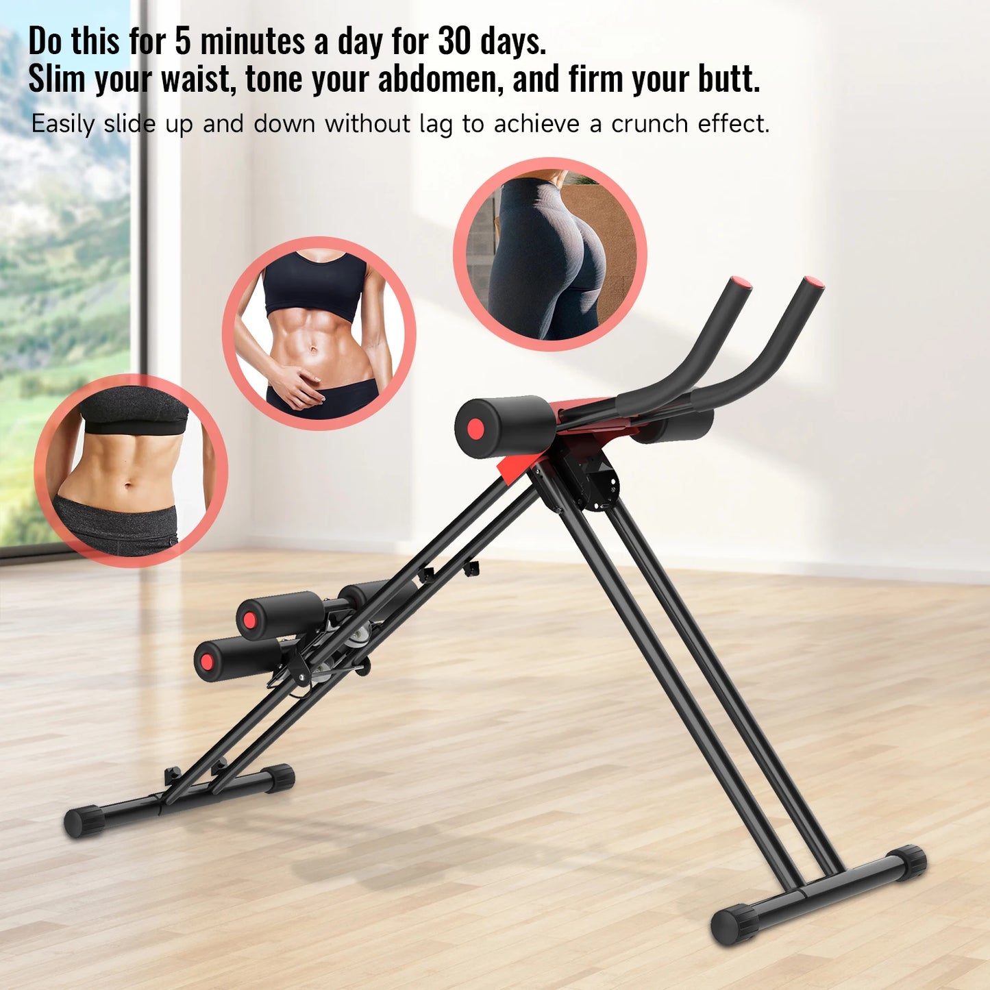 Allenatore Addominale Compatto HGTUGO a 5 Livelli Regolabili Antiscivolo Ergonomico per Allenamento a Casa