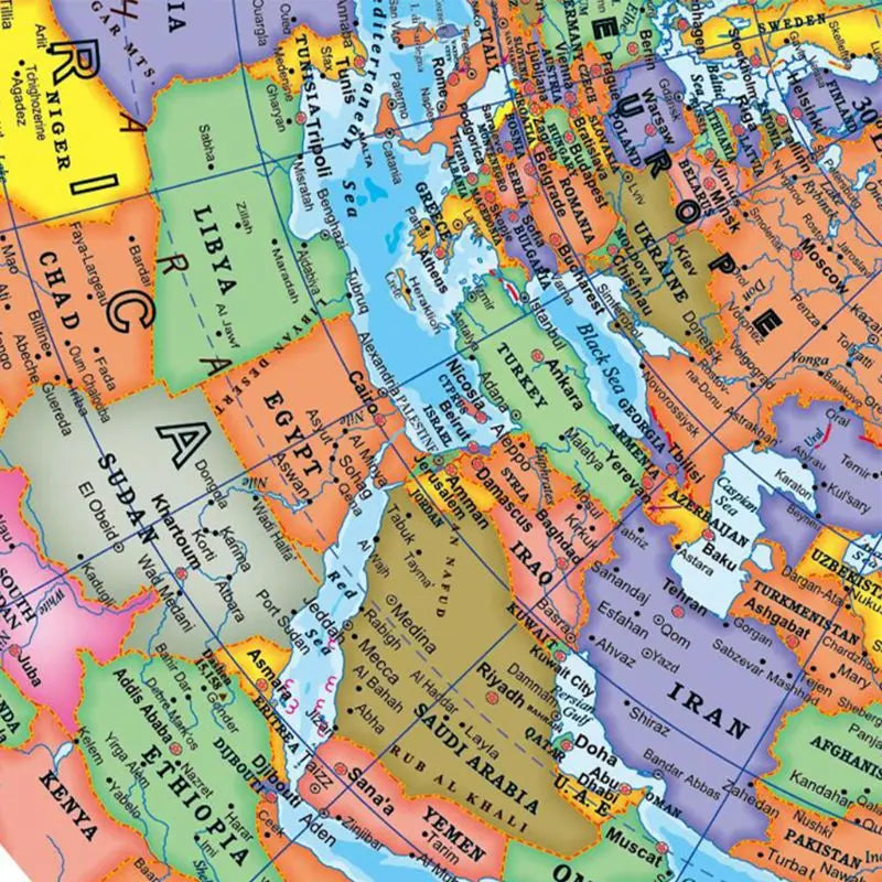 Set Globo Didattico per Aula, Mappa del Mondo in Inglese HD con Visione a 360 Gradi °   Base Girevole, Risorse Geografiche Standard per Scuole