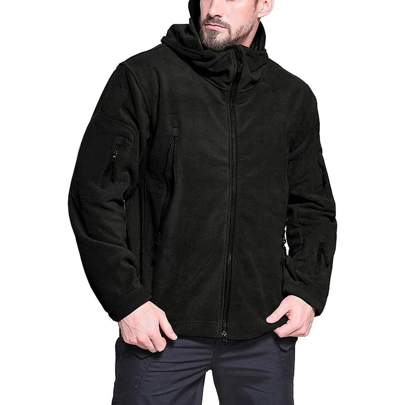 Giacca Invernale In Pile Tattico Da Uomo Calda Con Cappuccio Esterno Polare Escursionismo Sportiva Casual Con Zip