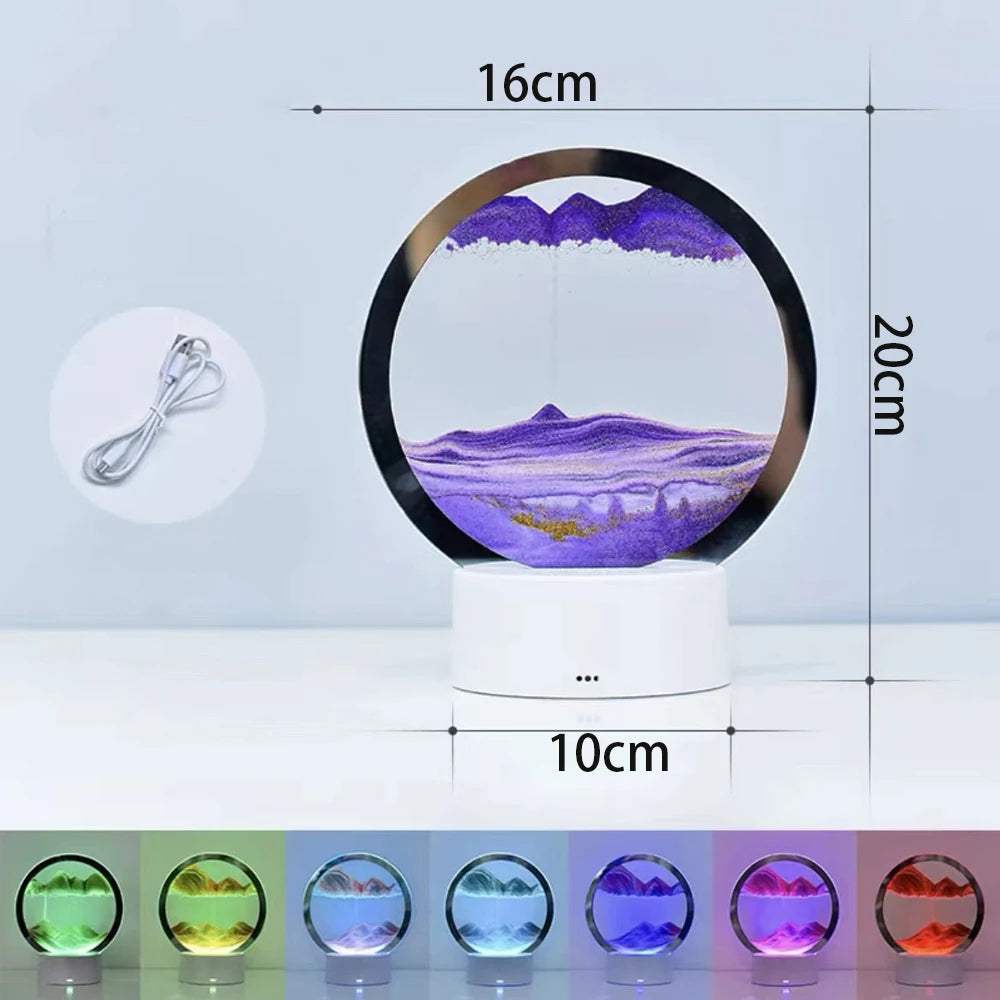 Clessidra Creativa Sabbie Mobili Luminose e Pittura Paesaggistica Ornamento Per Soggiorno Ufficio Luce Lusso Regalo