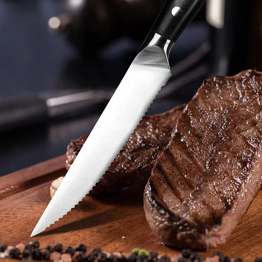 Set Di Coltelli Da Bistecca Seghettati In Acciaio Inox Con Manico In Abs Per Uso Domestico A Tavola 1 2 4 6 Pezzi