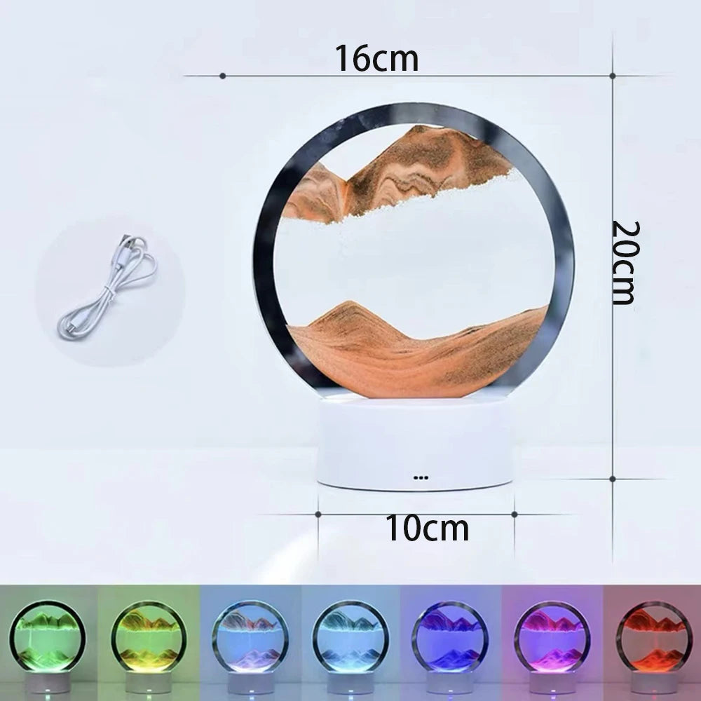 Clessidra Creativa Sabbie Mobili Luminose e Pittura Paesaggistica Ornamento Per Soggiorno Ufficio Luce Lusso Regalo