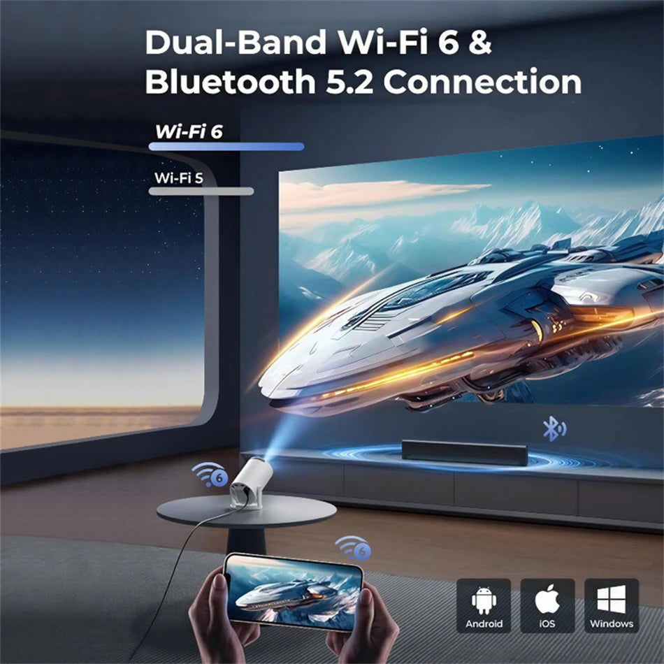 Nuovo Proiettore HY300 2026 4K Android 11 WiFi 6 290 ANSI Allwinner H713 BT5.0 Portatile per Esterni Cinema