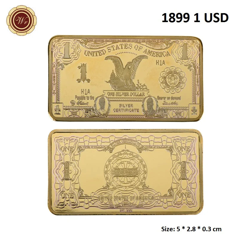 Barra Placcata Oro 24K E Argento Design Dollaro USA Moneta Souvenir Da Collezione Regalo Per Uomo