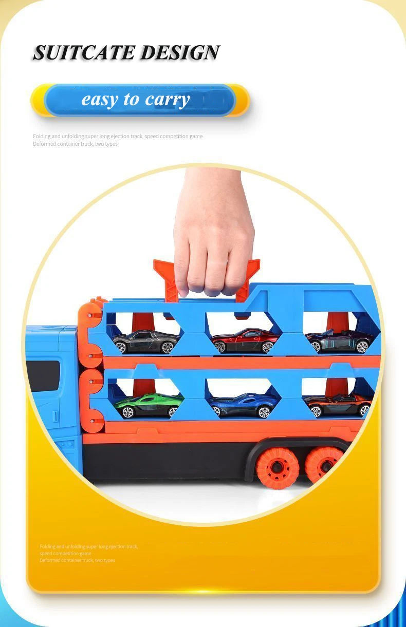 Grande Camion Trasportatore per Auto con Pista Pieghevole Veicolo da Corsa Giochi Competitivi per Bambini Regalo