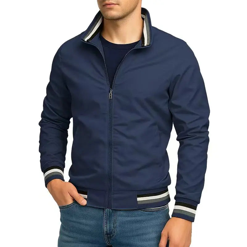 Giacca Da Uomo Impermeabile Leggera Con Colletto Stand Tinta Unita Per Esterno Streetwear Capospalla