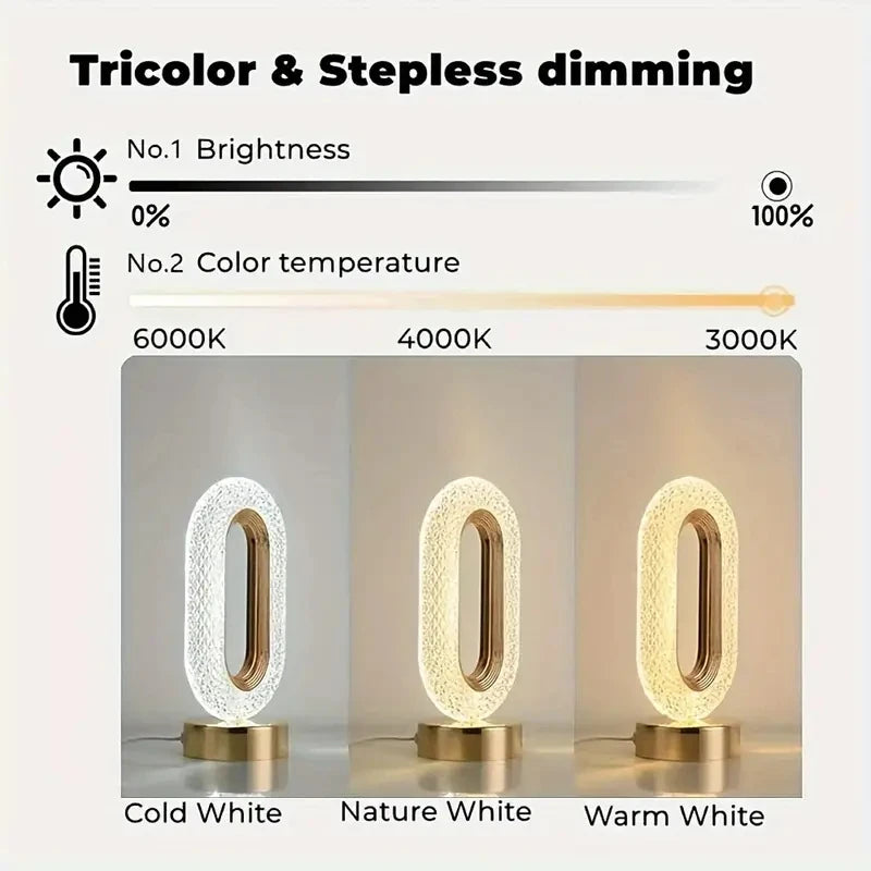 Lampada Da Tavolo Ovale Lusso Cristallo Con Ricarica Usb Per Ufficio Decorativa Notturna Da Comodino Bedro