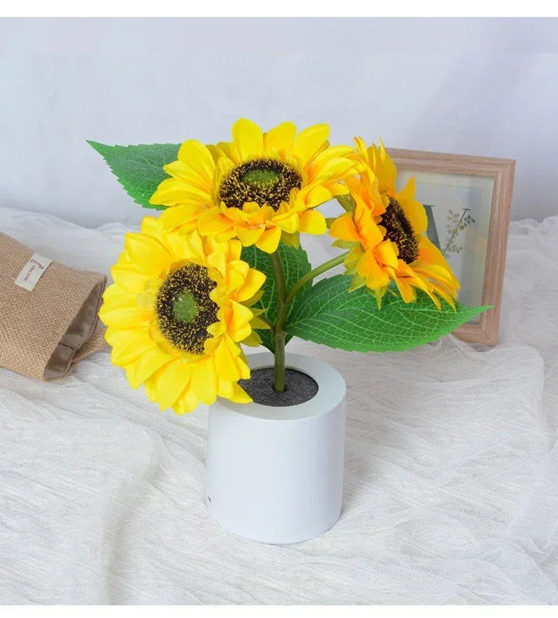 Set Di 3 Luci Notturne LED Ricaricabili Tema Girasole Per Camera Da Letto Comodino Lampade Da Tavolo