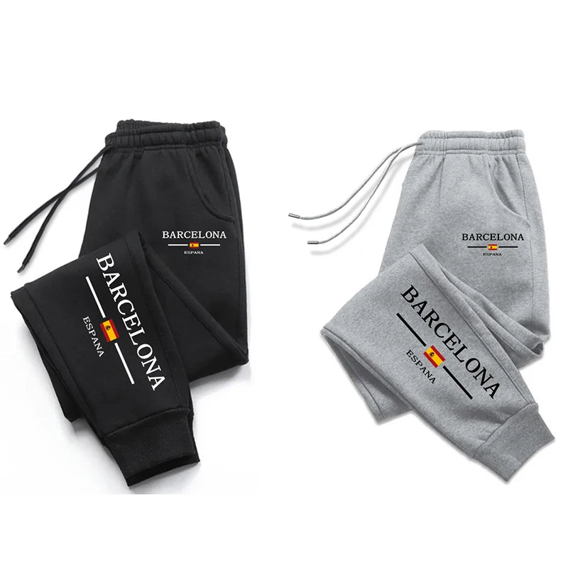Pantaloni Sportivi Casual Quattro Stagioni Da Uomo Pantaloni Lunghi Da Calcio Stampa Barcellona