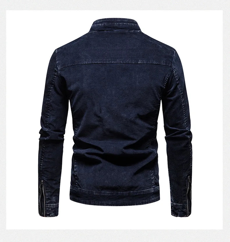 Giacche Di Jeans Da Uomo Slim Fit Primavera Autunno Retrò Capispalla Moda Denim Colletto Coreano Con Cerniera Di Marca