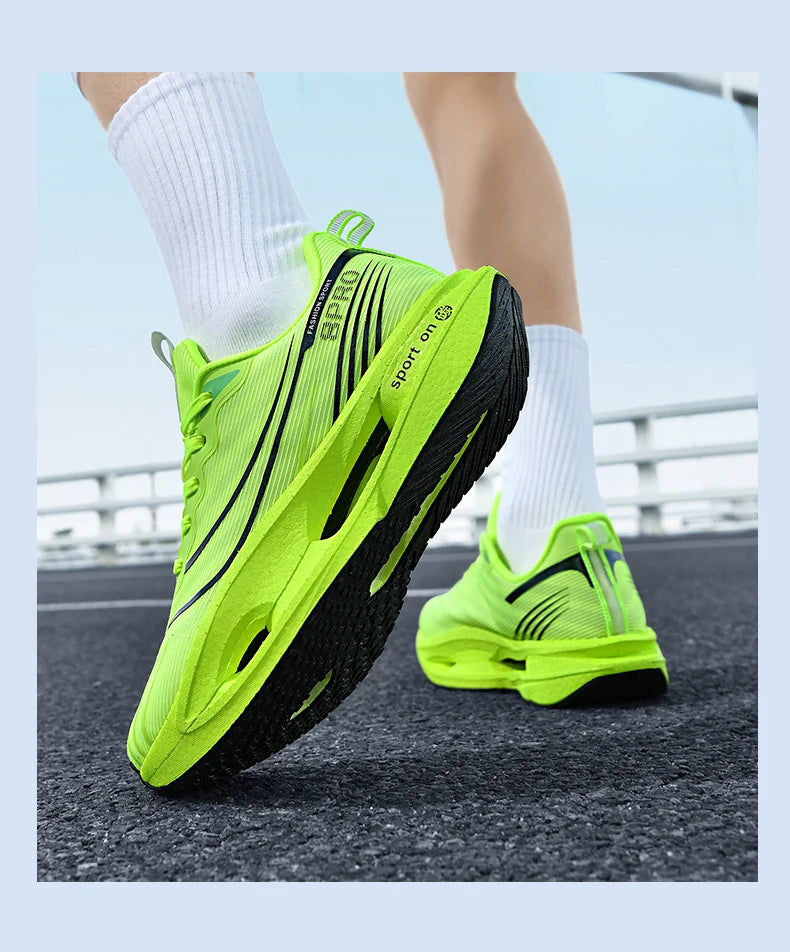 Scarpe Da Corsa Sportive Unisex Uomo Donna Maratona Carbon Board Cuscino Aria Antiscivolo Leggere Traspiranti