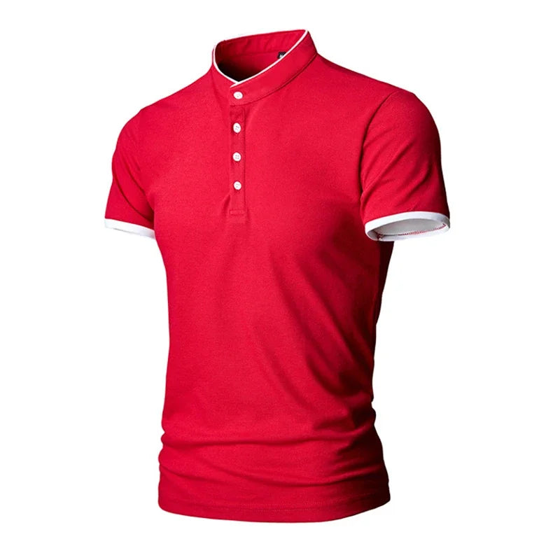 Polo Casual Da Uomo Per Ufficio A Maniche Corte Liscio E Resistente Alle Rughe Antipilling Confortevole Pulsante