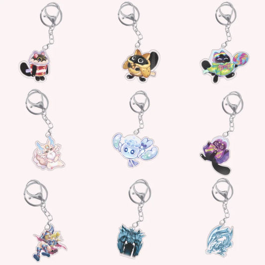 Yugioh Portachiavi Mago Nero Ragazza Yummy Cupsy Mulcharmy Ciondolo Acrilico Zaino Ornamento Decorazione Giocattolo Anime Gioco Ventole Regalo