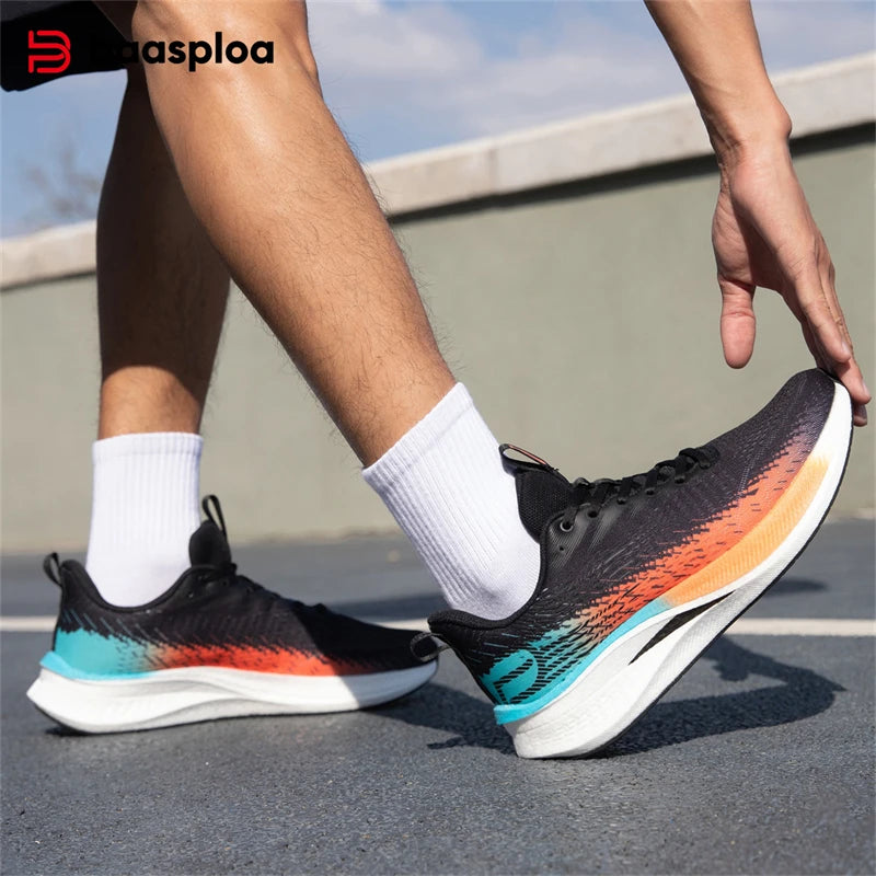 Baasploa Scarpe Da Corsa Uomo Traspiranti Leggere Con Piastra In Carbonio Antiscivolo Per Maratone Professionali