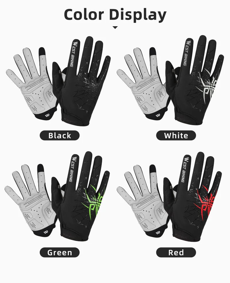 West Biking Guanti da Ciclismo Mezze Dita Spider Pattern Estivi Touch Screen per Bici da Strada e Mountain Bike