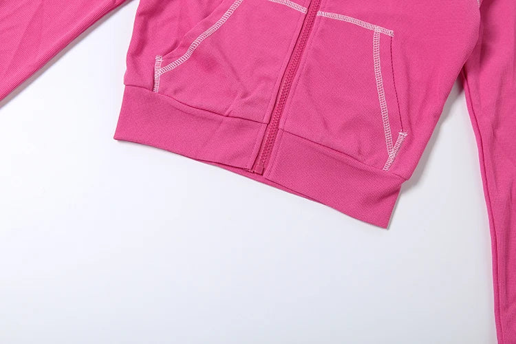Weird Puss Tuta Donna Due Pezzi con Cappuccio Zip Tasca Giacca Pantaloni Svasati con Coulisse Casual Sportiva Slim Outfit