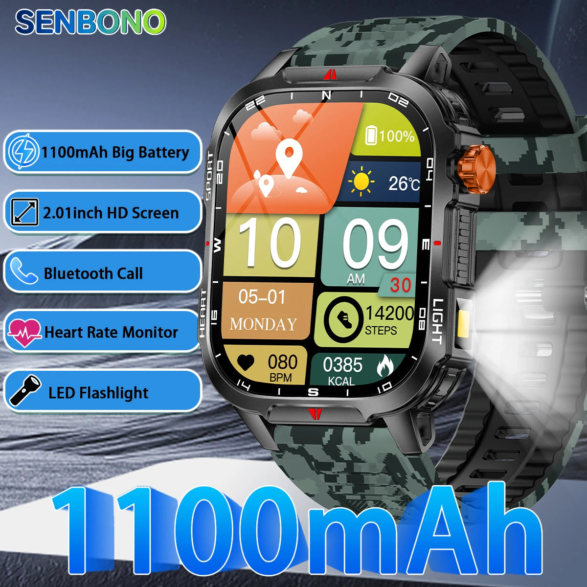Smartwatch Da Uomo Batteria 100mAh Schermo 2,01 Pollici Chiamata Bluetooth Cardiofrequenzimetro Orologio Xiaomi iOS