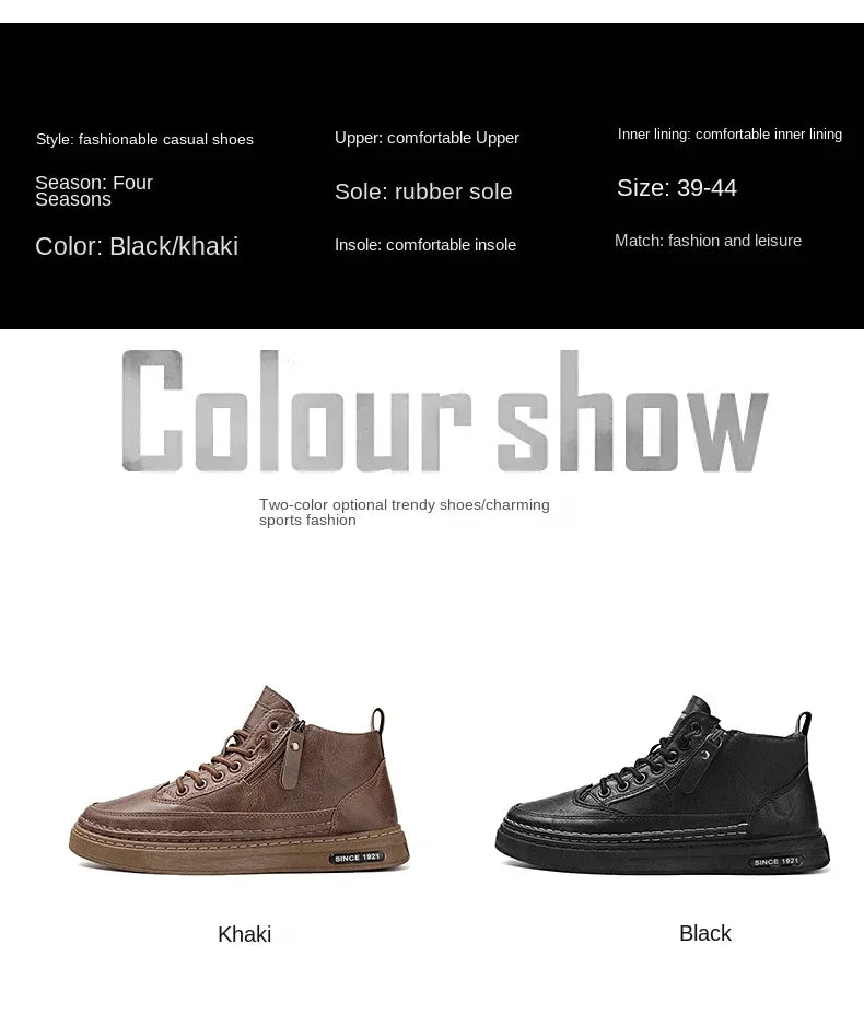 Stivali Da Uomo In Pelle Invernali Alti Scarpe Moda Stivaletto Casual Da Lavoro All Aperto Sneakers Maschili Novità