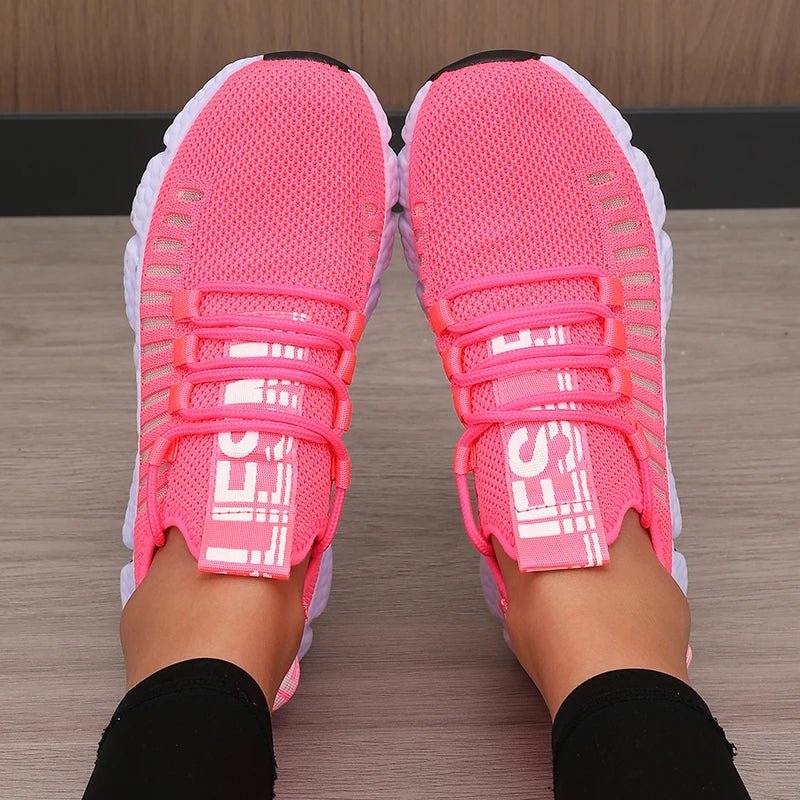 Scarpe Da Ginnastica Da Donna Traspiranti Morbide Con Lacci Basse Da Passeggio Per Esercizi Alla Moda Flessibili