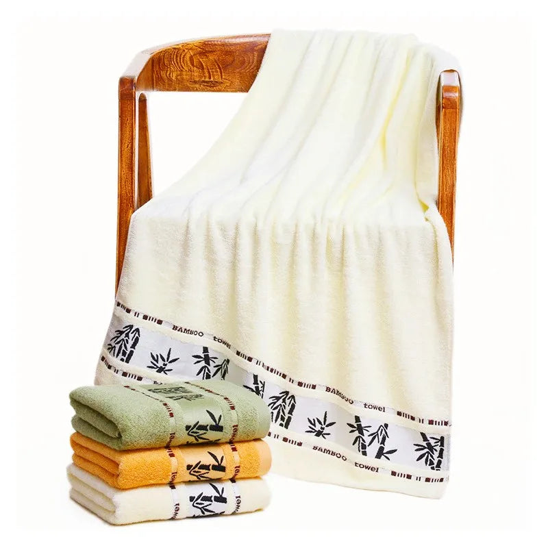 Set Di 3 Asciugamani Da Bagno In Fibra Di Bambù Verde 34x74cm E 70x140cm Per Viso E Mani