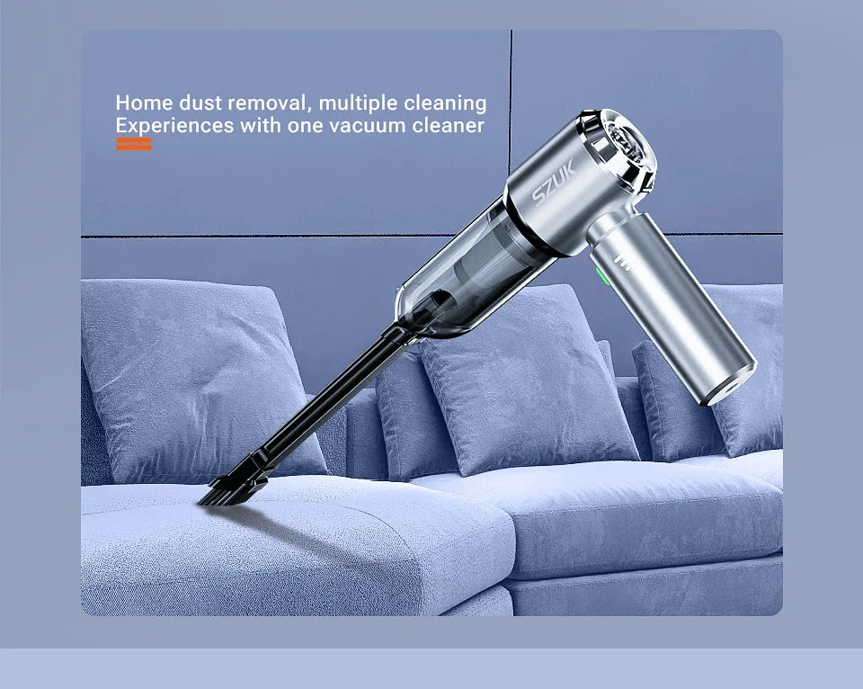SZUK Aspirapolvere Senza Fili per Auto e Casa Potente 18000 Pa Mini Portatile Contenitore da 0,5 L