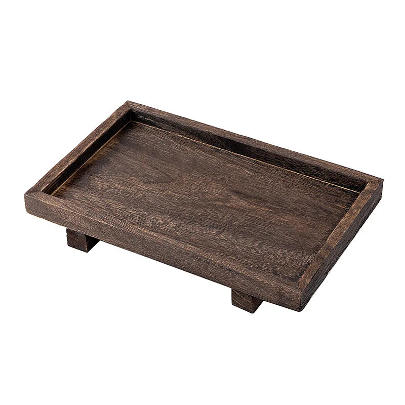 Vassoio Da Tè In Legno Stile Giapponese Con Raccogligocce In Bambù Per Cerimonia Del Tè E Portaoggetti Per Caffè