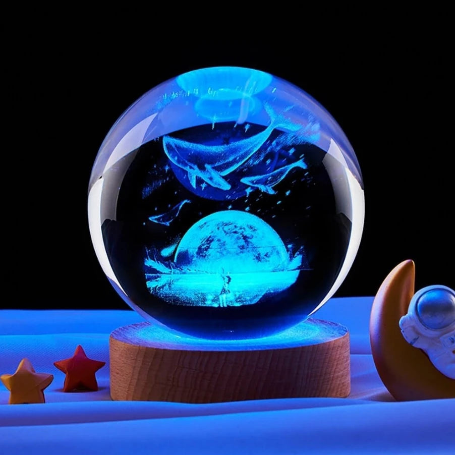 Decorazione Della Stanza Con Sfera Di Cristallo 3D E Base Led Per Luce Ambientale Nel Soggiorno