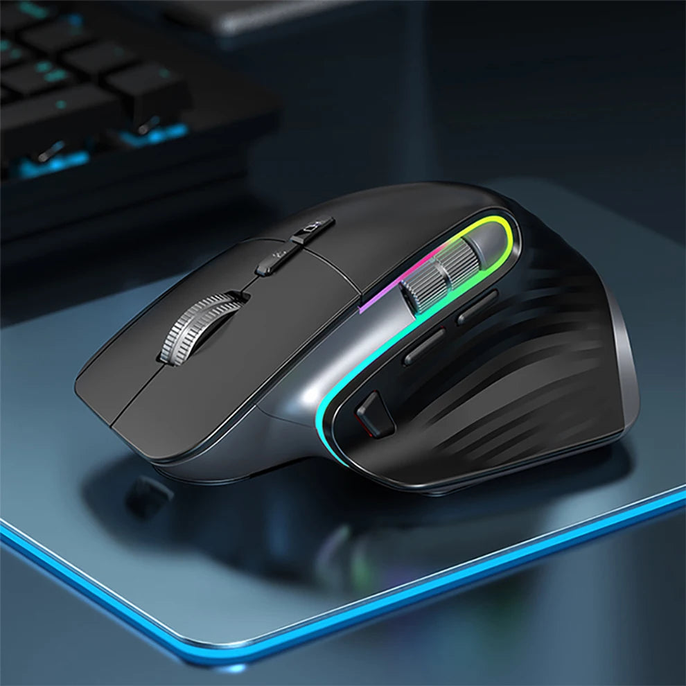 Mouse Wireless Multi Dispositivo Bluetooth 5.0 e 3.0 2.4G Ottico Portatile Ergonomico Per Computer Mano Destra